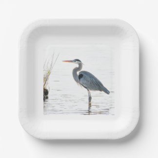 Great Blue Heron - wading Paper Plate