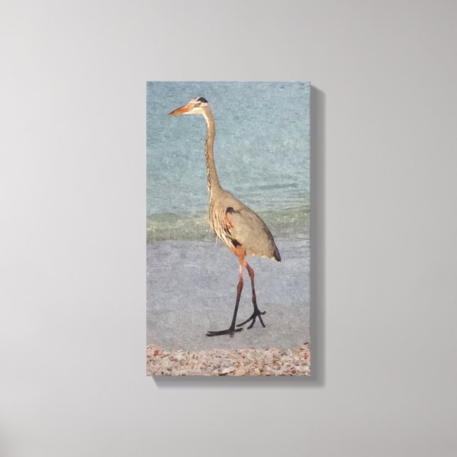 Great Blue Heron Watercolor Canvas Print (Front)