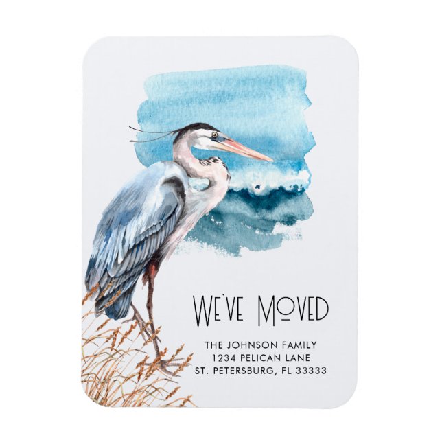 Great Blue Heron Waterfront New Address Magnet (Vertical)