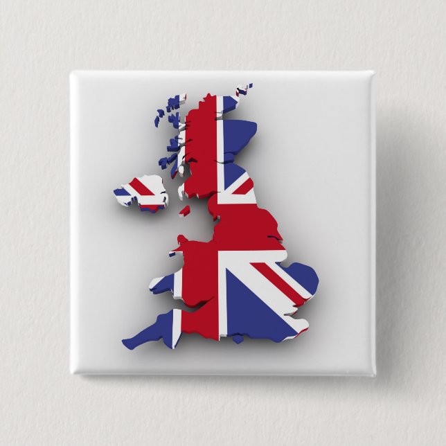Great Britain country 2 Inch Square Button (Front)