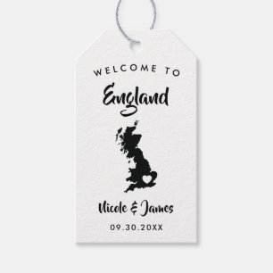 Great Britain England Wedding Welcome Bag Tag, Map Gift Tags