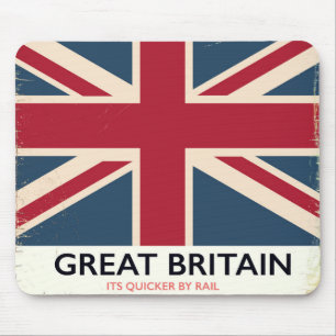 Great Britain "Its quicker by rail" vintage poster Mouse Pad