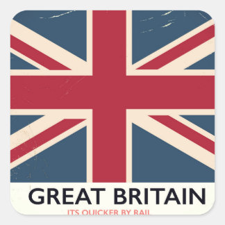 Great Britain "Its quicker by rail" vintage poster Square Sticker