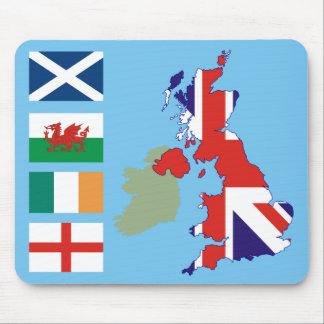 Great Britain Map and Flags Mouse Pad