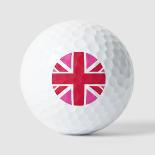 Great Britain Red White & Pink Design Union Jack Golf Balls