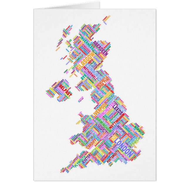 Great Britain UK City Text Map (Front)