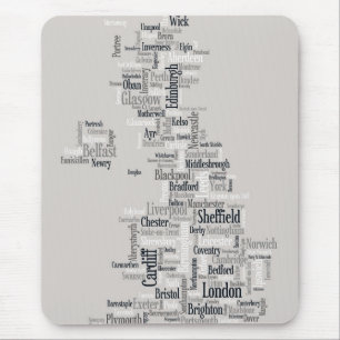 Great Britain UK City Text Map Mouse Pad
