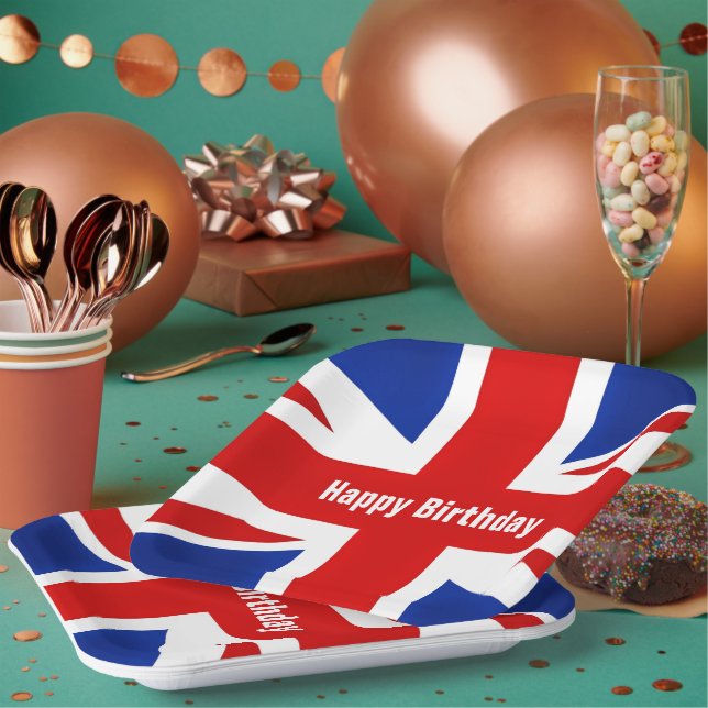 Great Britain United Kingdom British UK Flag  Paper Plate (Multi)