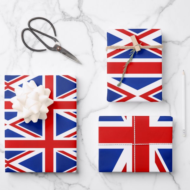 Great Britain United Kingdom British UK Flag  Wrapping Paper Sheet (Front)