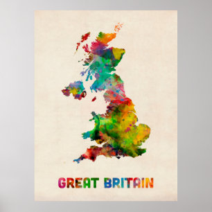 Great Britain Watercolor Map Poster