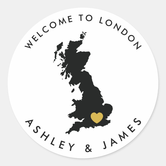 Great Britain Wedding Welcome Sticker, England Classic Round Sticker (Front)