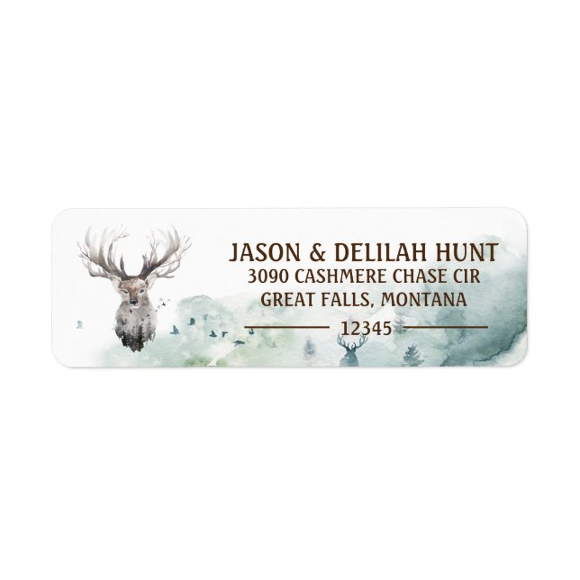 Great Buck Rustic Forest Hunt Adresse de retour (Devant)