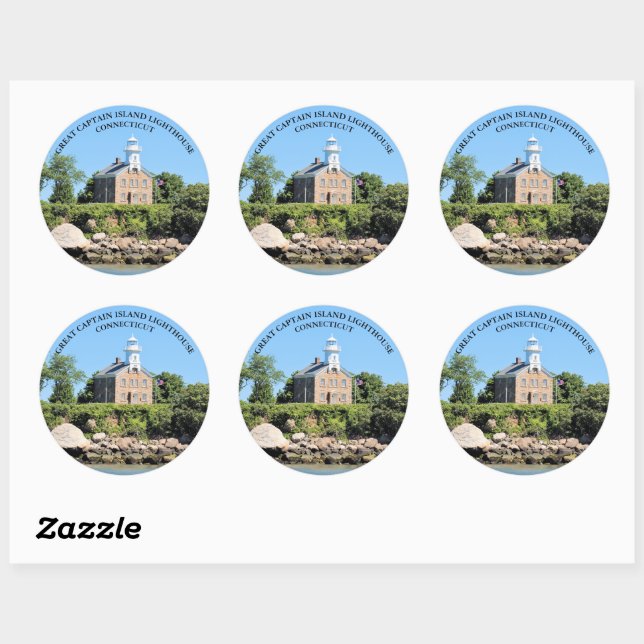 Great Captain Island Lighthouse, CT Round Sticker (Sheet)