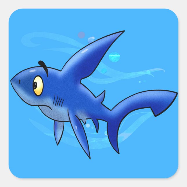Great Cartoon Shark Square Sticker (Front)