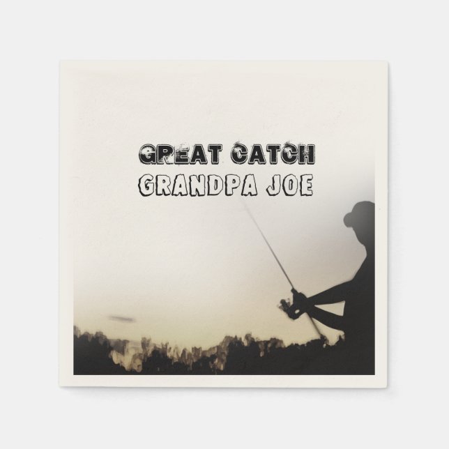 Great Catch - Artsy Fisherman Fishing Personalized Napkin (Front)