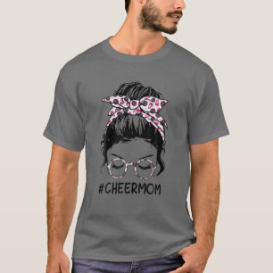 Great Cheer Mom Leopard Messy Bun Cheerleader Moth T-Shirt