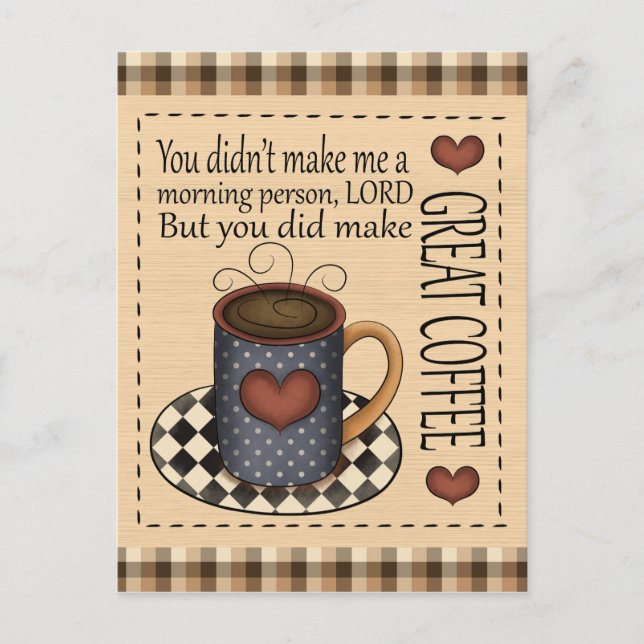 Great Coffee amusant dessin animé carte postale (Devant)