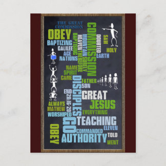 Great Commission Mathew 28 Chalkboard Postcard