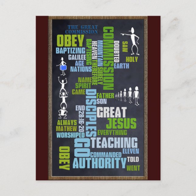 Great Commission Mathew 28 Chalkboard Postcard (Front)