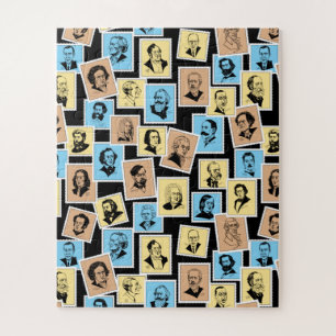 Great composers on stamps, tricolour pattern - 1 jigsaw puzzle