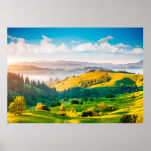 Great countryside landscape in morning light. Loca Poster