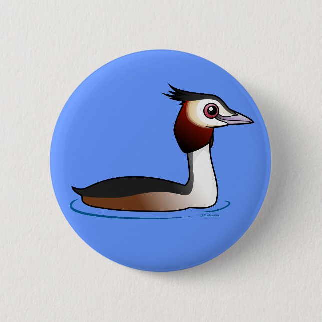 Great Crested Grebe 2 Inch Round Button (Front)