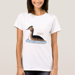 Great crested grebe bird cartoon illustration T-Shirt