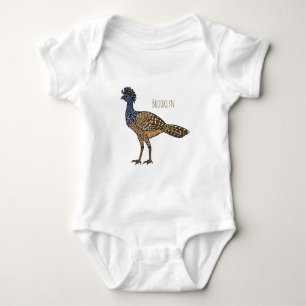 Great curassow bird cartoon illustration  baby bodysuit