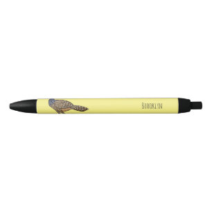 Great curassow bird cartoon illustration  black ink pen