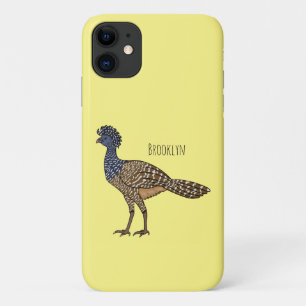 Great curassow bird cartoon illustration iPhone 11 case
