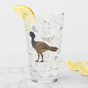 Great curassow bird cartoon illustration glass