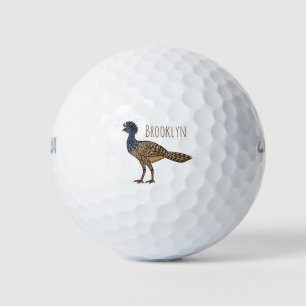 Great curassow bird cartoon illustration golf balls