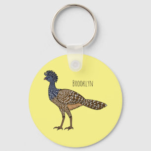 Great curassow bird cartoon illustration keychain