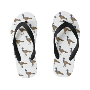 Great curassow bird cartoon illustration kid's flip flops
