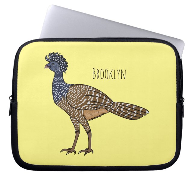 Great curassow bird cartoon illustration laptop sleeve (Front)