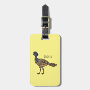 Great curassow bird cartoon illustration  luggage tag