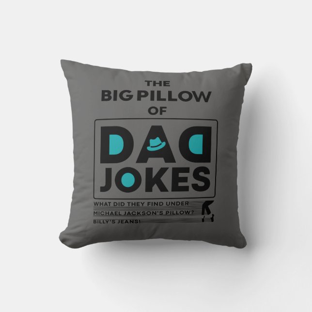 Great Dad Jokes Design Text With Grey Background Throw Pillow (Front)