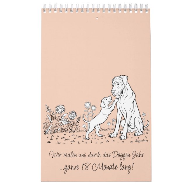 Great Dane 18-Month Coloring Personalized Calendar (Cover)