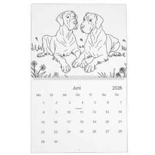 Great Dane 18-Month Colouring Personalized Calendar