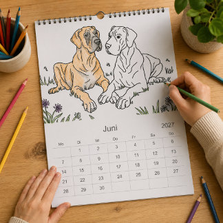 Great Dane 18-Month Colouring Personalized Calendar