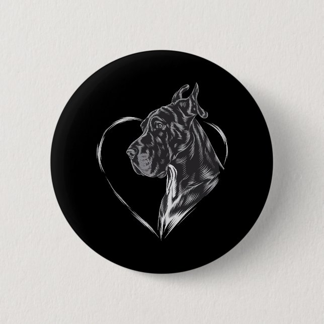 Great Dane  2 Inch Round Button (Front)