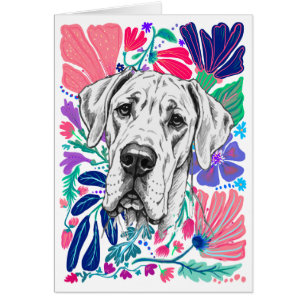 Great Dane abstract floral Invitation 