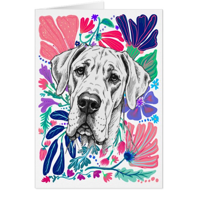 Great Dane abstract floral Invitation  (Front)