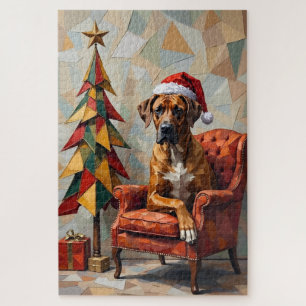 Great Dane Abstract Geometric Christmas Nap Hat Jigsaw Puzzle