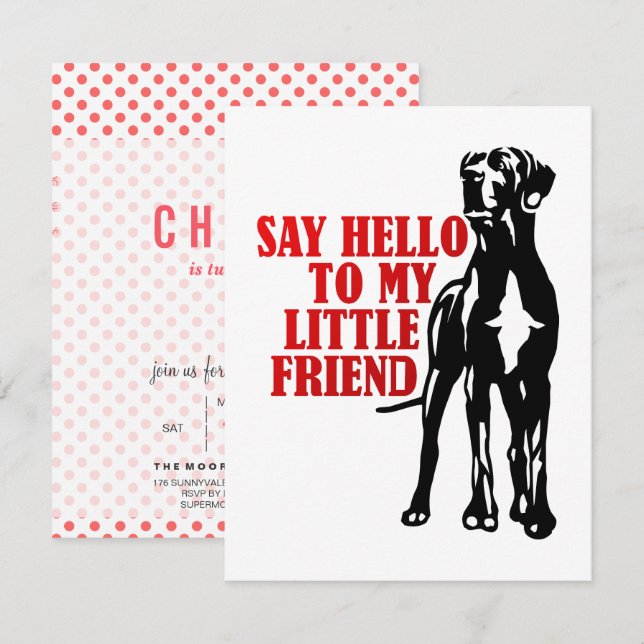 Great Dane amusant enfants fêtes Invitations (Devant / Derrière)