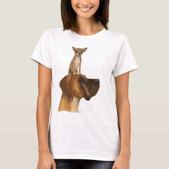Great Dane and Chihuahua 2 T-Shirt (Front)