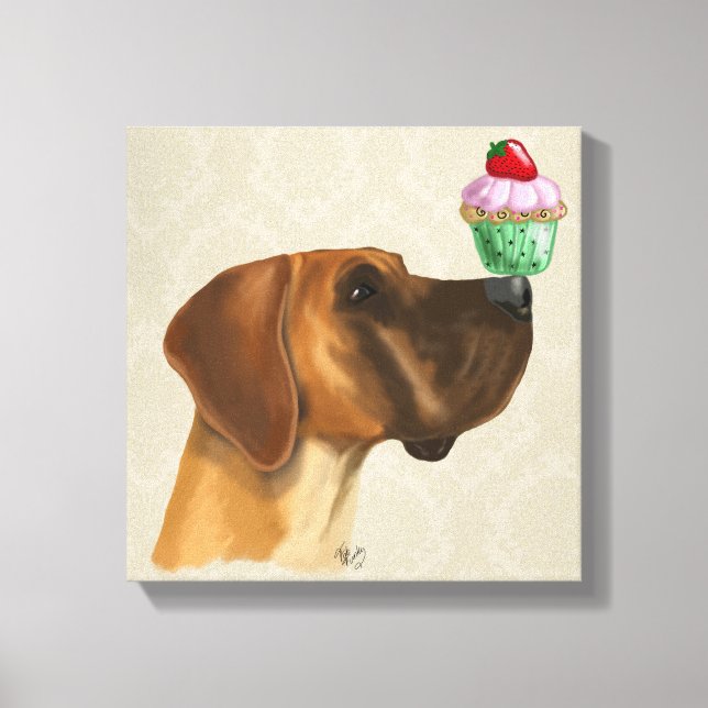 Great Dane and Cupcake Canvas Print (Front)