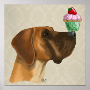 Great Dane and Cupcake Poster