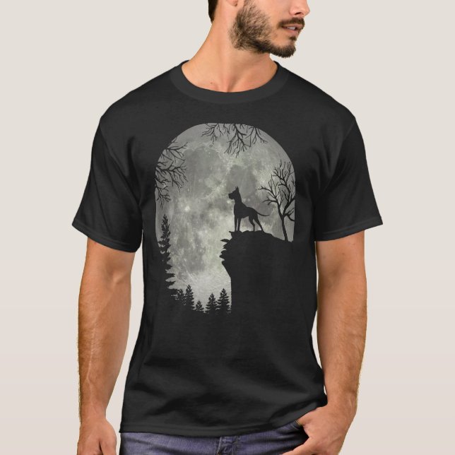 Great Dane And Moon Halloween Classic Halloween Mo T-Shirt (Front)