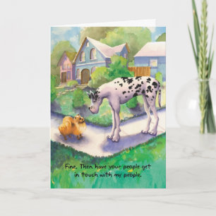 Great Dane and Pomeranian - Funny Birthday Card